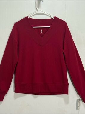 Ideology Women's Sz XS V-Neck Pink Sweatshirt NEW W TAGS